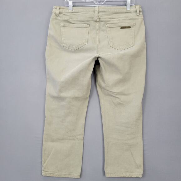 Michael Kors Green Olive Jeans Stretch Classic Straight Denim Zip Womens Size 10 - Picture 2 of 13
